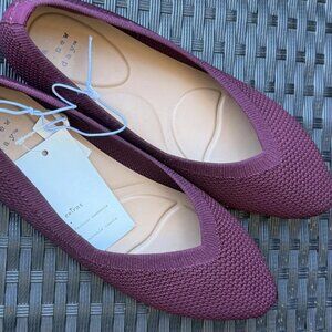 A New Day Claire Women's Knit Washable Ballet Flats Burgundy Size 7.5 NWT